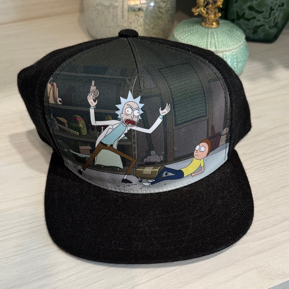 NWT Rick & Morty Black Cartoon Graphic Snapback Hat